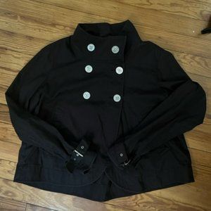 Michael Kors black cotton unlined jacket size L silver buttons
